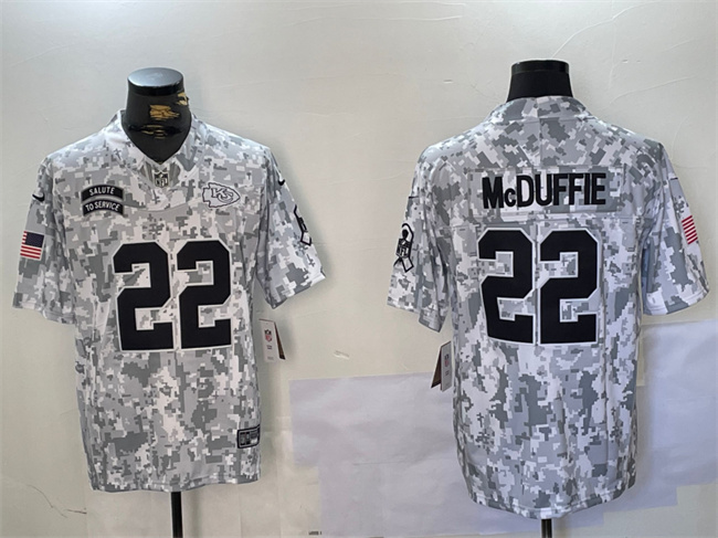 Men's Kansas City Chiefs #22 Trent McDuffie 2024 F.U.S.E. Arctic Camo Salute to Service Limited Football Stitched Jersey